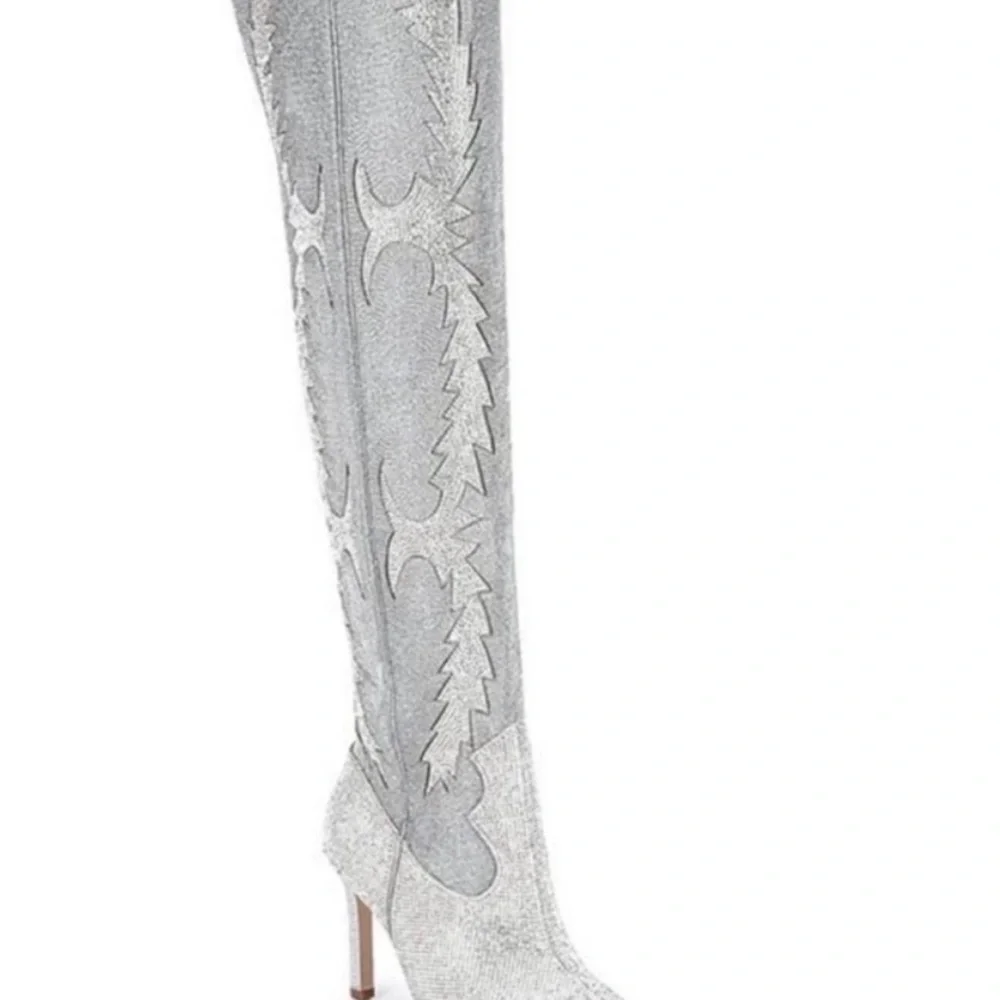 Gianni Bini Katyanna Silver Over-the-Knee Stiletto Boot